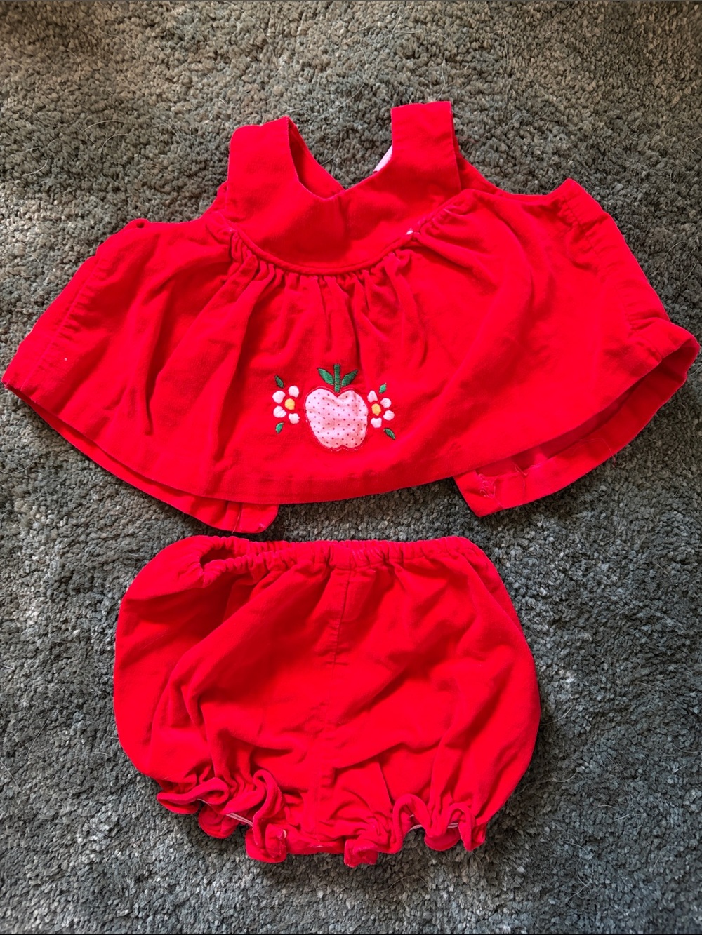 Vintage Red Baby Girls Apple Two-Piece Set